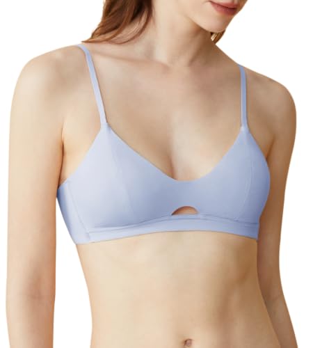 Image of Organic Pima Cotton Bra Wireless Padded Bralette Breathable Comfortable Bras for Women Everyday Triangle Bralette