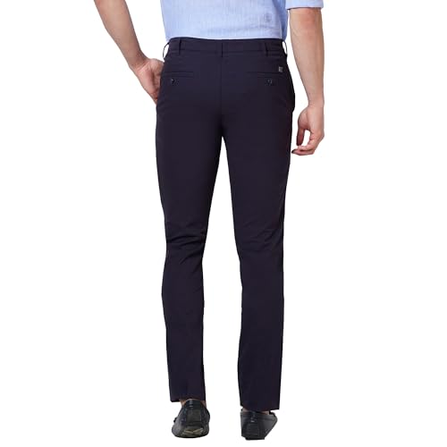 Image of Colorplus Men's Cotton Blend Solid Piece Dyed Pattern Contemporary Fit Flat Front Casual Trouser