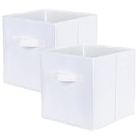 powerking Storage Bins, 2 Pack Foldable Fabric Storage Cubes And Cloth Storage Organizer Drawer For Closet And Toys Storage, White
