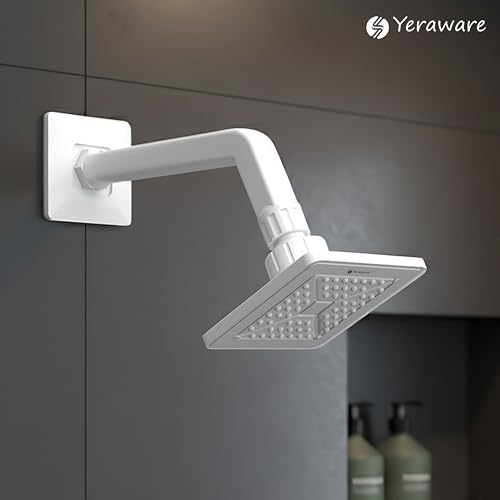 Image of YERAWAR Wall Mounted Overhead Shower Head | High Pressure Rain Shower | ABS Material Body | Anti-Clog Nozzles | Easy Install Bathroom Shower for Home & Hotel (White, 4 X 4 Inch)