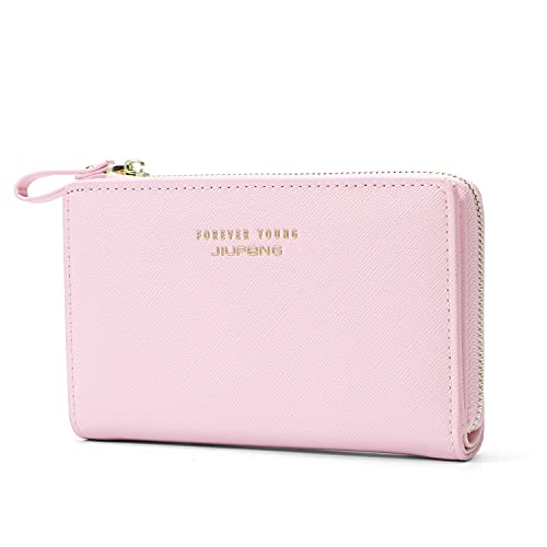 JIUFENG Women Zipper Wallet RFID Blocking Multi Purpose Coin Pouches Credit Card Holder Short Purses4