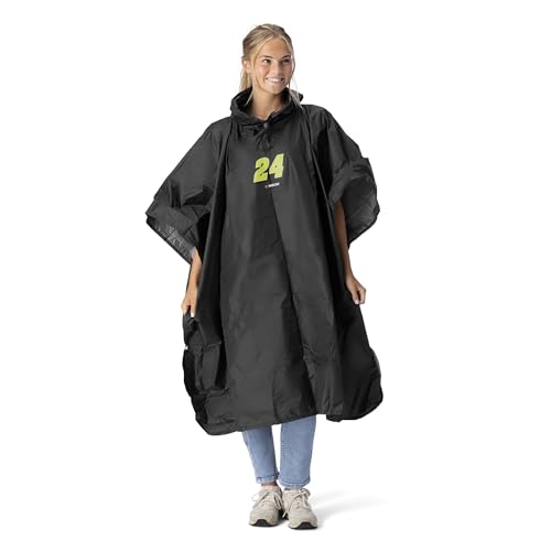 Northwest NASCAR William Byron Number Rain Poncho, Water Resistant Hooded Pullover with Mesh Bag, Lightweight Adult Stadium Gear, 44 x 49 in