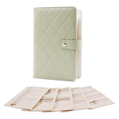 Estojo organizador de joias de viagem, livro portátil de armazenamento, rolo de joias compacto para brincos, anéis, colares - bolsa de viagem perfeita para mulheres