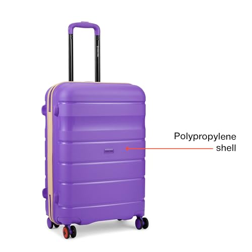 Image of Nasher Miles Jupiter Hard-Sided Polypropylene Check-in Luggage 24 inch | 65cm | 8 Wheels Medium Trolley Bag for Travel | Suitcase (Purple)