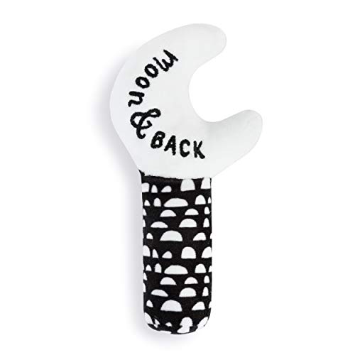 Moon and Back Black White Polka Dot 7 inch Plush Children's Stuffed Activity Rattle Toy