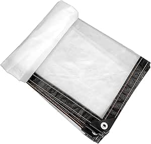 Bâche Transparente 1,5 x 2 m avec œillets Bâche imperméable en polyéthylène Transparent Résistante aux intempéries pour terrasse, Balcon, tonnelle,...