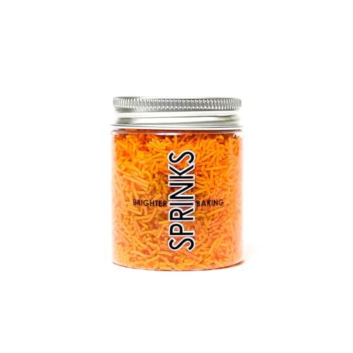 Sprinks Jimmies Sprinkles 60g 1cm Orange | Edible Sprinkles for Cake Cupcake and Dessert Decorating