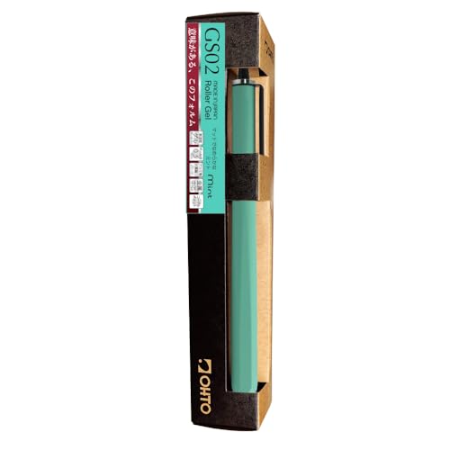 Image of OHTO GS02 Mint Roller Gel Pen - Metal Design with Aluminum Barrel, 0.5mm Black Ink Fine Point, Quick-Dry Ceramic Ink, Smudge-Free Writing, Perfect for Office, Journaling, and Gifts, Made in Japan.