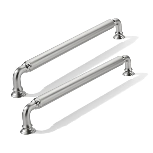 CABDM 10 Pack 8 Inch Hole Center Brushed Satin Nickel Cabinet pulls Heavy-Duty Solid Cabinet Handle Hardware Suitable for cabinets Dressers Kitchens and Bathroom cabinets.