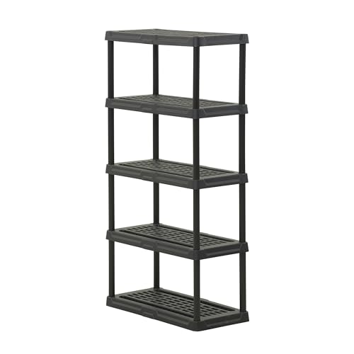CENTREX CX 5-Tier (72”H x 36”W x 18”D) Plastic Storage Shelving Unit (Black), Heavy Duty, 150lbs Per Shelf Capacity, Indoor-Outdoor Storage and Organization in Home, Garage, Office with Easy Assembly