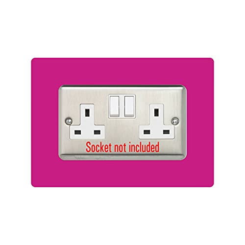 Double Socket Surround, Square Acrylic Back Panel Finger Plate, Decorative Frame for Neat and Tidy Finish Font Colour:Pink
