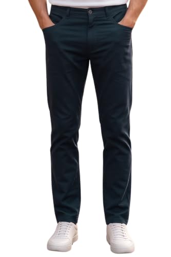 Image of Louis Philippe Men's Slim Fit 5 Pocket Made of Stretch Fabric Solid Casual Trouser