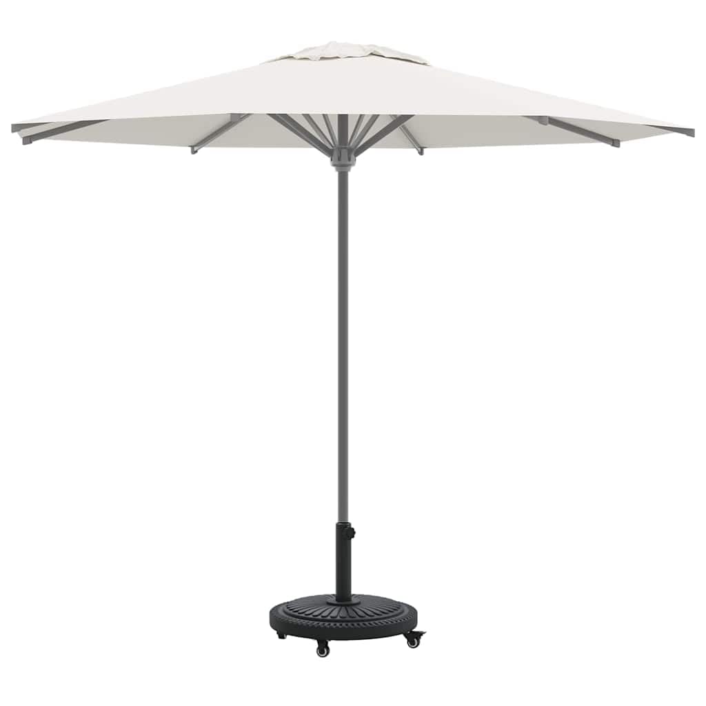 Base de sombrilla Art Deco Negro Ø 45 x 39,5 cm de hierro y polietileno, diseño circular con ancho ajustable, relleno de hormigón y 4 ruedas incluyendo 2 bloqueables para estabilidad