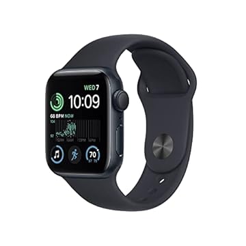 Apple Watch SE (2a geração) GPS, Smartwatch com caixa meia-noite de alumínio – 40 mm • Pulseira esportiva meia-noite – Padrão