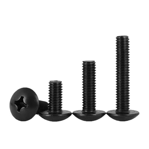 100個/ロット マッシュルームヘッド 黒メッキ 電子用炭素鋼ネジ M2 M2.5 M3 M3.5 M4 M5 M6(55mm x100pcs,M5)