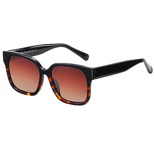 Shes Gafas De Sol Polarizadas Para Las Mujeres Retro Square Polarizadas Gafas De Sol Sh002, Negro Tortoise Frame Brown Lens, Medium Shes Gafas De Sol Polarizadas Para Las Mujeres Retro Square Polarizadas Gafas De Sol Sh002, Negro Tortoise Frame Brown Lens, Medium