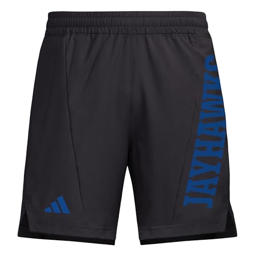 adidas Men's D4T Woven Kansas University Shorts, Black/Collegiate Royal/NCAA Kansas, XX-Large/5" Inseam