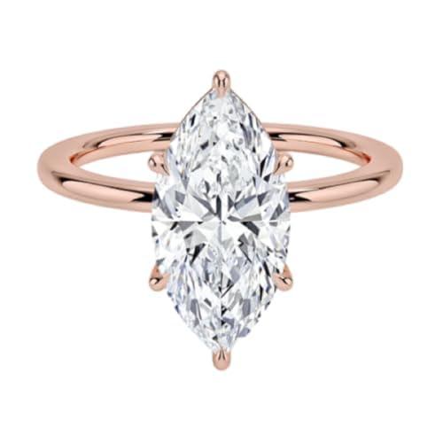 10K/14K/18K Solid Gold Marquise Cut Moissanite Engagement Ring 1-3 CT Solitaire Classic Wedding Ring for Women Birthday Gifts for Her