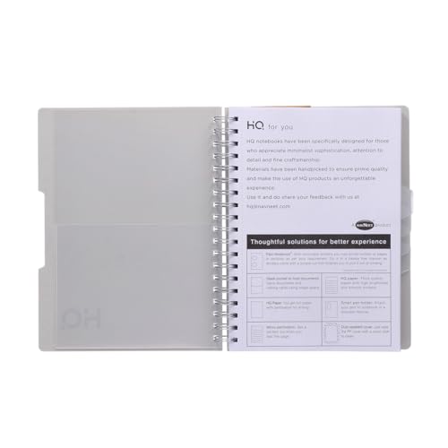 Image of HQ by Navneet | Five Subject Spiral Wiro Binding Office Notebook for Personal and Office Use | B5 Size - 25 cm x 17 cm | Grey | 300 Pages