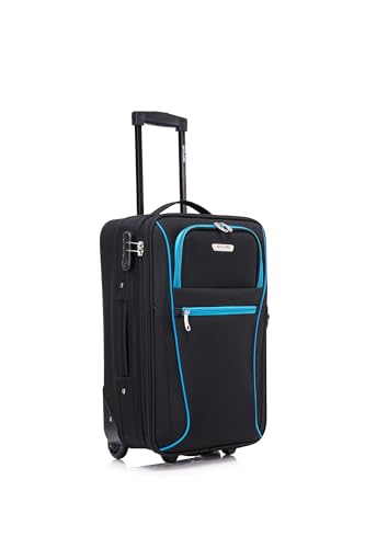 Cabin Suitcase 20" Carry On Suitcase Super Lightweight Luggage 20% Expandable 2 Wheel Soft Shell Luggage with Built in Combination Lock for All Airlines EasyJet Ryanair British Airways 55x35x20