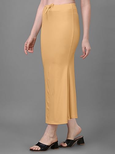Image of Women's Saree Shapewear Petticoat, Cotton Blend Stretchable Mermaid Skirt, High Waist Tummy Control, Smooth Curve Fit with Adjustable Drawstring