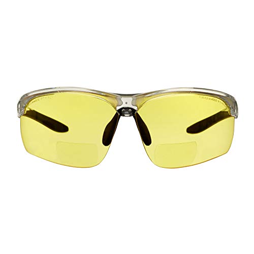 voltX 'Constructor Ultimate' Bifocal Reading Safety Glasses (Clear Frame, Yellow Lens +2.0 Dioptre) CE EN166FT Certified - Premium Cycling Sports Bifocals - Anti Fog Coated UV400 Lens