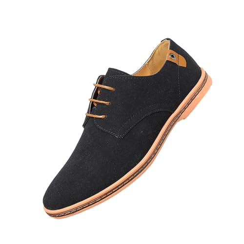 Men's Suede Oxford Shoes Formal Casual Walking Shoes Men's Suede Dress Shoes Casual Lace-Up Oxford Shoes (Black,7)