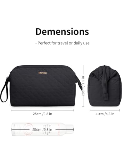 Image of Narwey Quilted Makeup Bag Travel Toiletry Bag, Nylon Cosmetic Bag for Women