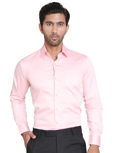 Image of Indian Needle Light-Pink Men's Cotton Solid Formal Shirt. (Light-Pink, XL)