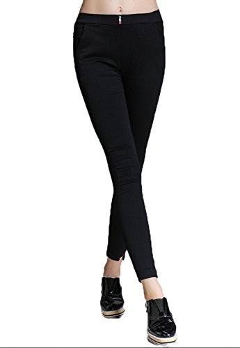 Pantalon crayon noir YALI XL avec motifs footsteps et tattoo pour femme