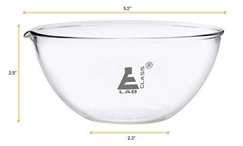Evaporating Basin, 500Ml - Flat Bottom, With Spout - Borosilicate 3.3 Glass - Mixing Dish Bowl, Laboratory, Kitchen, Crafts - Eisco Labs #TOP2