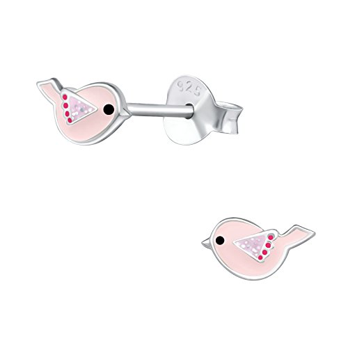 Laimons Mädchen Kids Kinder-Ohrstecker Ohrringe Kinderschmuck Vogel Vögelchen Piepmatz Rosa aus Sterling Silber 925