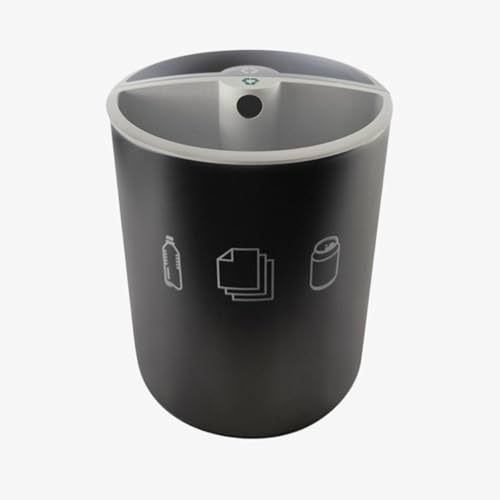 ELRIBIRD | Poubelle de Tri 10L à Deux Compartiments – Corbeille Métal Ronde Noire avec 2 Compartiments | Poubelle Papier Chambre d’Hôtel, Bureaux,...