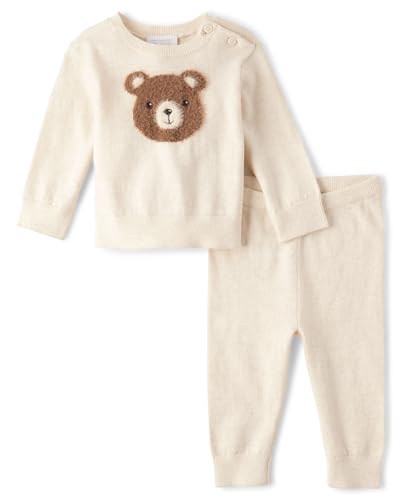Image of The Children's Place Baby Boys' And Newborn Long Sleeve Sweater and Pants, 2 Piece Playwear Set