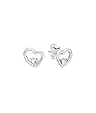 Asymmetrical heart stud earrings with clear cubic zirconia