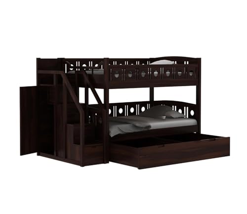 Image of Custom Decor Sheesham Wood Bunk Bed | Wooden Double Bed Bed Furniture for Bedroom | Living Room | Home (BunnyBed-W)