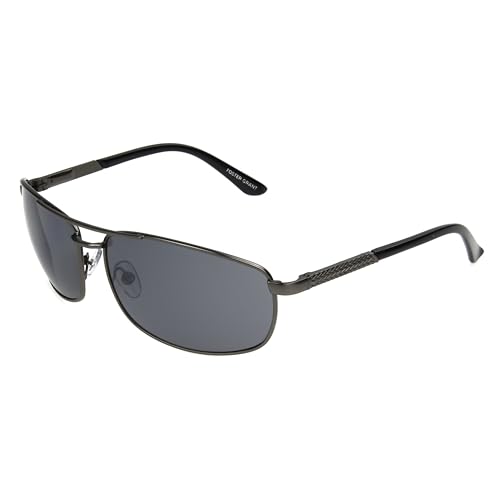 Foster Grant Men's Oscar Wrap Sunglasses, Gunmetal/Smoke, 64 mm