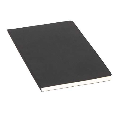 ALASSIO 1132 – Taccuino in formato DIN A5, con 64 pagine, carta a righe, copertina in nero opaco, blocco note rilegato ideale per custodie in pelle, cartelline e organizer