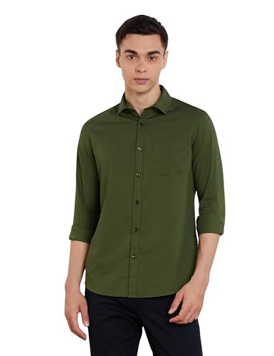 Image of Amazon Brand - Symbol Men's Solid Slim Fit Cotton Casual Shirt | Plain | Full Sleeve | Summer (Available in Plus Sizes)
