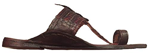 Hippie Indian Water Buffalo Jesus Sandals 100% Leather (Dark Brown, men's size 10 / women's size 12)3
