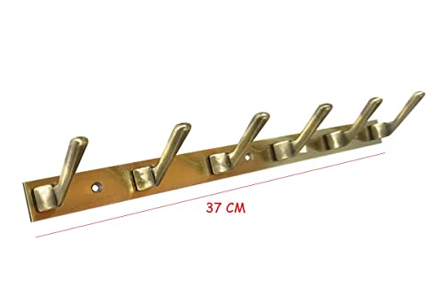 Image of Metal Antique Brass 6 Pin (Pack of 3) Black Cloth Hanger Wall Mounted Bathroom Cloth Hanger,Coth Wall Hook,Door Hooks Rail for Hanging Keys,Clothes,Towel
