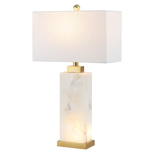 JONATHAN Y JYL6201A Elizabeth 27.5" Alabaster LED Table Lamp Coastal Contemporary Bedside Desk Nightstand Lamp for Bedroom Living Room Office College Bookcase LED Bulb Included, White/Gold Leaf