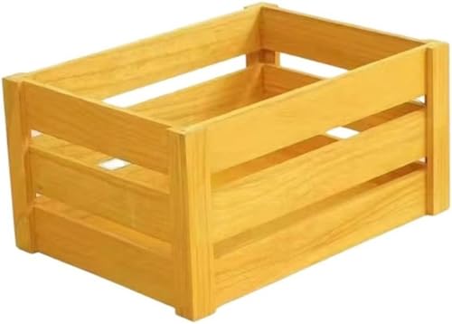 Wafity 木箱 収納ボックス 木製 おしゃれ 小物 ワイン用 ブックキューブ 積み重ね可能 ナチュラルカラー 長方形 (30×20×16cm,炭素焚き丸太) (30×20×16cm,イエロー)