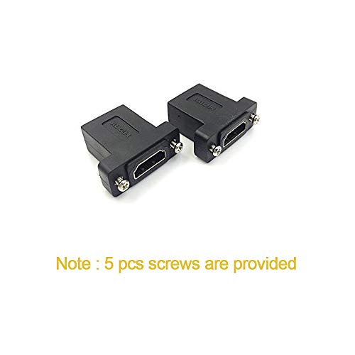 Exuun (2-Pack) Golden Plated HDMI Female to Female Inline Straight Coupler with Screw Panel