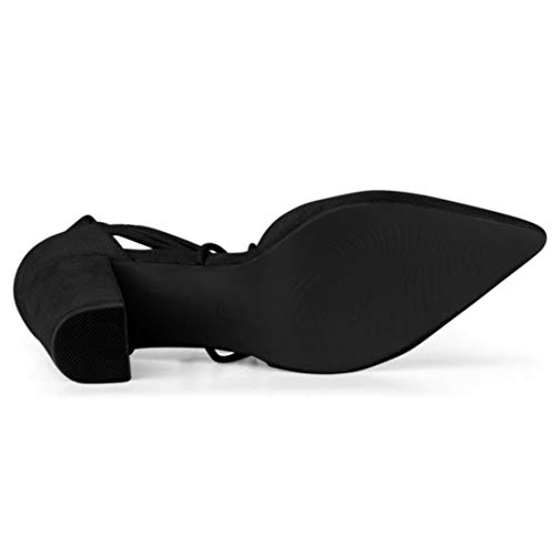 Image of Allegra K Women's Pointed Toe Chunky Heels Lace Up Sandals Pumps