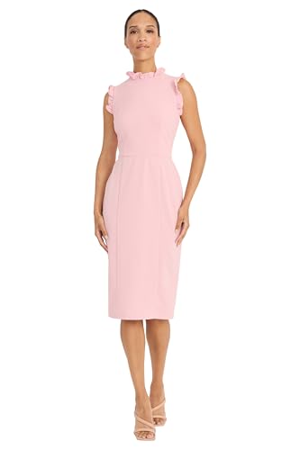 Image of Maggy London Womens Ruffle Neck and Armhole Sheath Dress