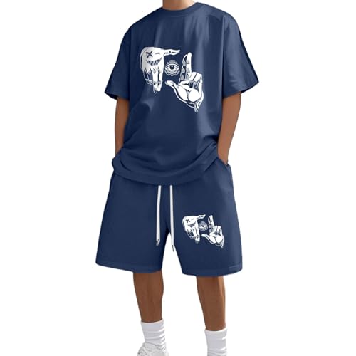 T-shirt et short imprimé gestuel pour un survêtement homme tendance