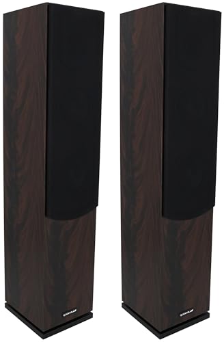 Image of Rockville Lux 654 Dark Wood Dual 6.5 inch 4-Ohm Home Audio Tower Speaker, Pair