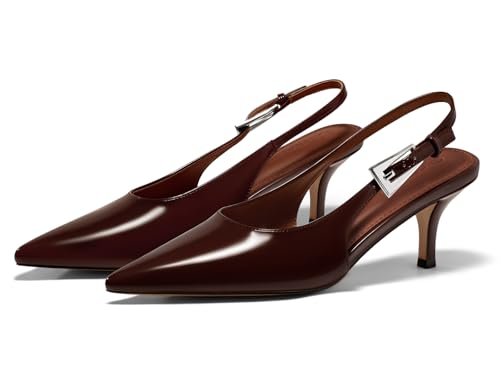 Image of Coutgo Womens Slingback Heels Kitten Low Heel Dress Shoes Closed Pointed Toe Buckle Pumps Work Wedding Shoes