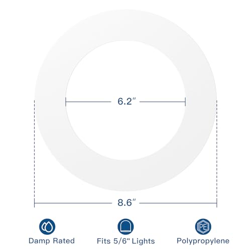 amico 12 pack goof rings for 6 inch recessed lights can light trim ring cover outer diameter 86-inch inner diameter 62-inch durable plastic design white
